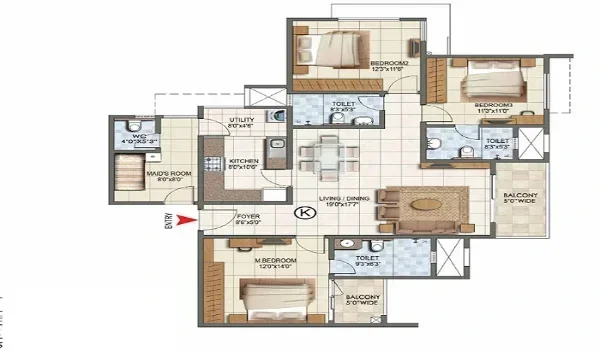 Vaishnavi Vistara 3 BHK Apartment Floor Plan Featured Image of Vaishnavi Vistara 3 BHK Apartment Floor Plan